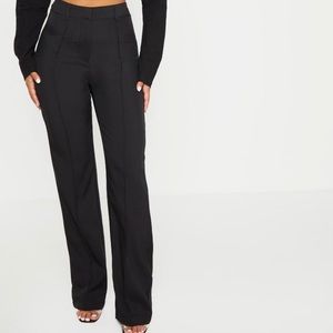 Petite Black High Waisted Straight Leg Pants